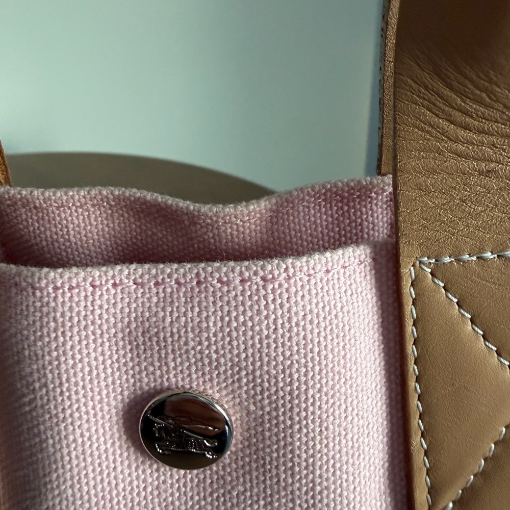 BURBERRY Pink Canvas Tote Bag with Tan Handles - Picture 2 of 8